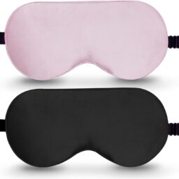 BeeVines 100% Mulberry Silk Sleep Mask, Light Blocking Eye Masks (2 Packs) | Natural Pure Silk Eye Shade, Real Silk Eye Cover for Sleeping, with Adjustable Strap, Reduces Puffy Eyes, Traveling Gifts