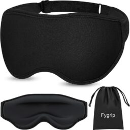 Fygrip 3D Eye Mask Sleep Mask for Men & Women, Black | 100% Pressure-Free & Light Block-Out Eye Mask for Sleep with Easy Adjustable Strap, Night Eye Cover for Travel