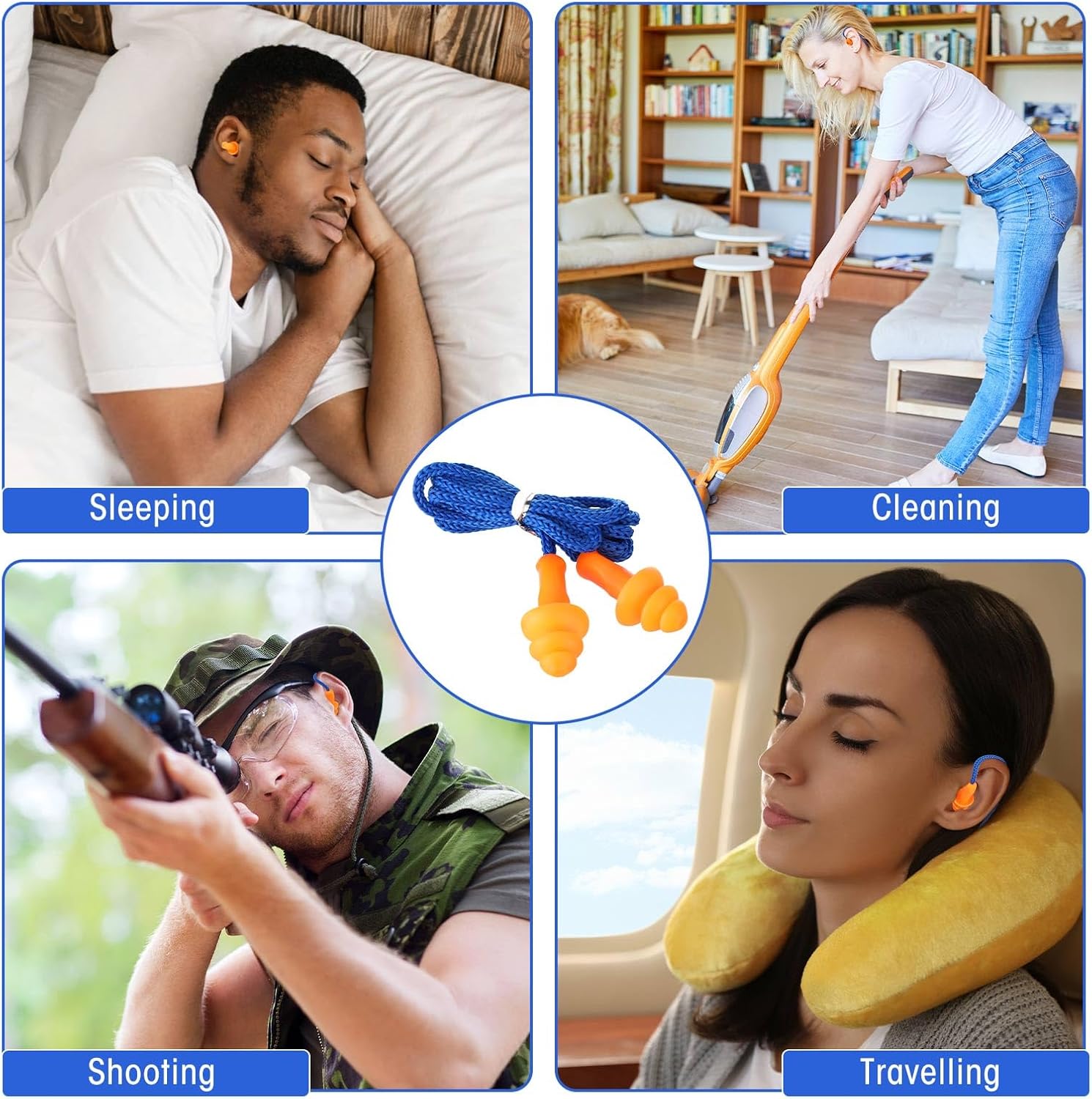 Relaxweex 500 Pairs Corded Ear Plugs Bulk 25dB NRR with String,Blue Orange | Reusable Silicone, Individually Wrapped, Noise Reduction for Sleeping Shooting Work, Soft for Hearing Protection - Image 7